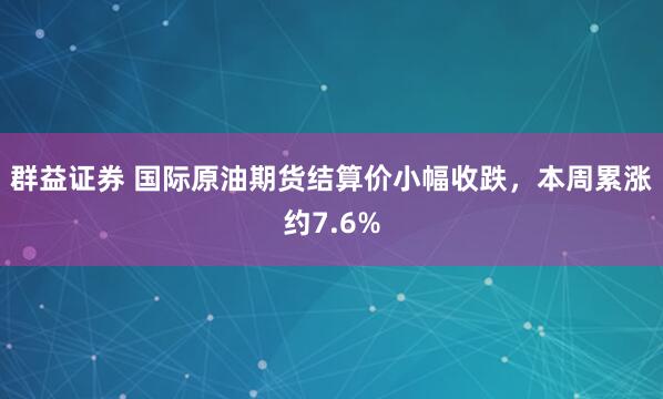 群益证券 国际原油期货结算价小幅收跌，本周累涨约7.6%